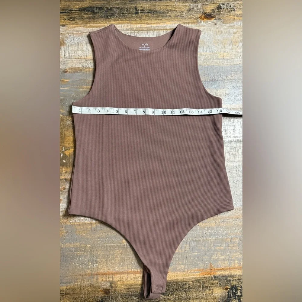 nuuds ribbed crewneck tank Bodysuit- coffee - Picture 4 of 6